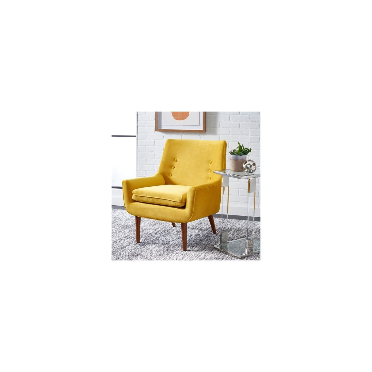 Collection Amina Mid-Century Modern Gold Velvet Accent Chair