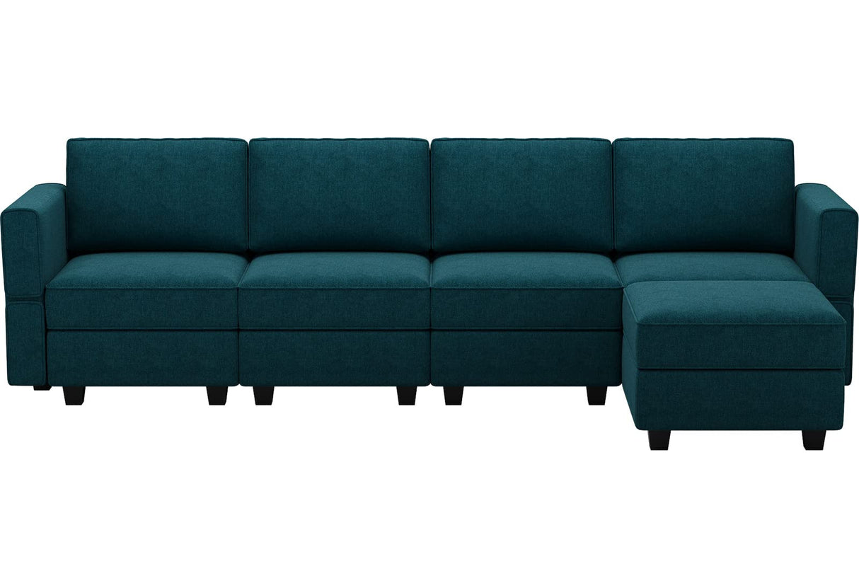 L-Shaped Sofa with Storage Seat Fabric Modular Sectional