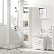 Bathroom Tall Slim Cabinet with 2 Drawers & 2 Doors, Bathroom Shelf