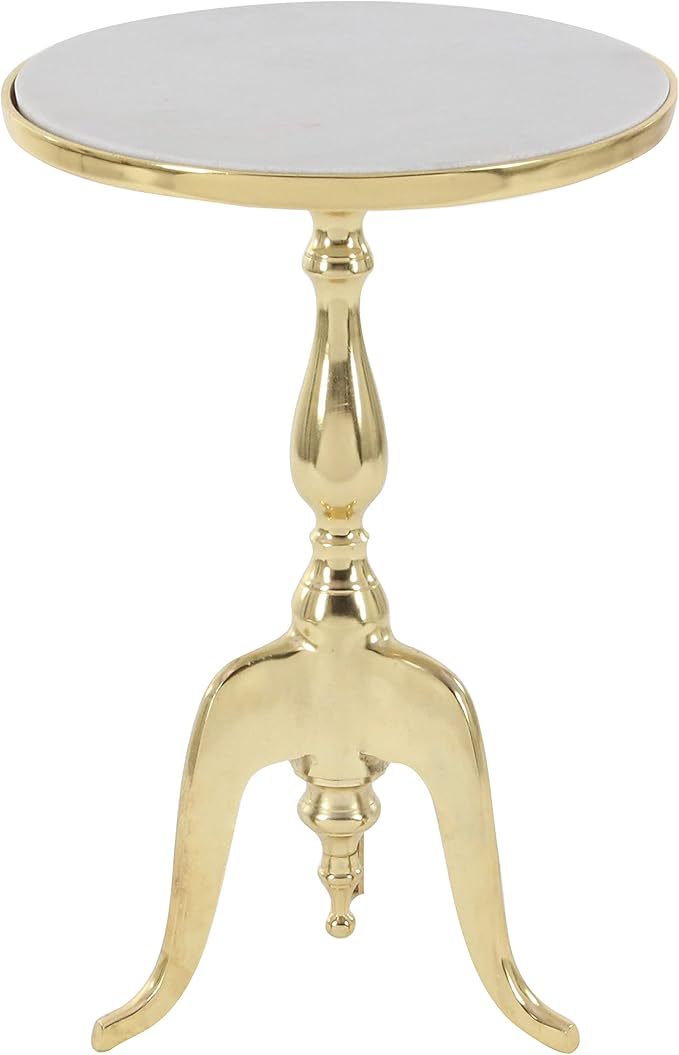 79 Aluminum Metal Side End Accent Table End Table with Marble Top