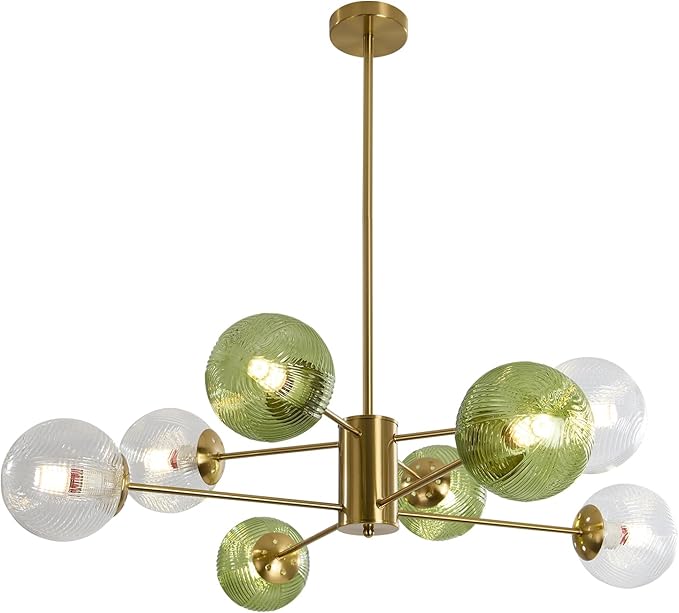 Glass Ball Pendant Light Mid Century Modern Gold 6-Lights Globe Sputnik Chandelier