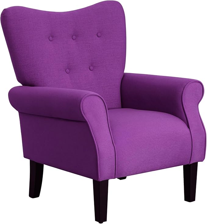 Mid Century Wingback Arm Chair,Modern Upholstered Fabric High Back Accent Chair