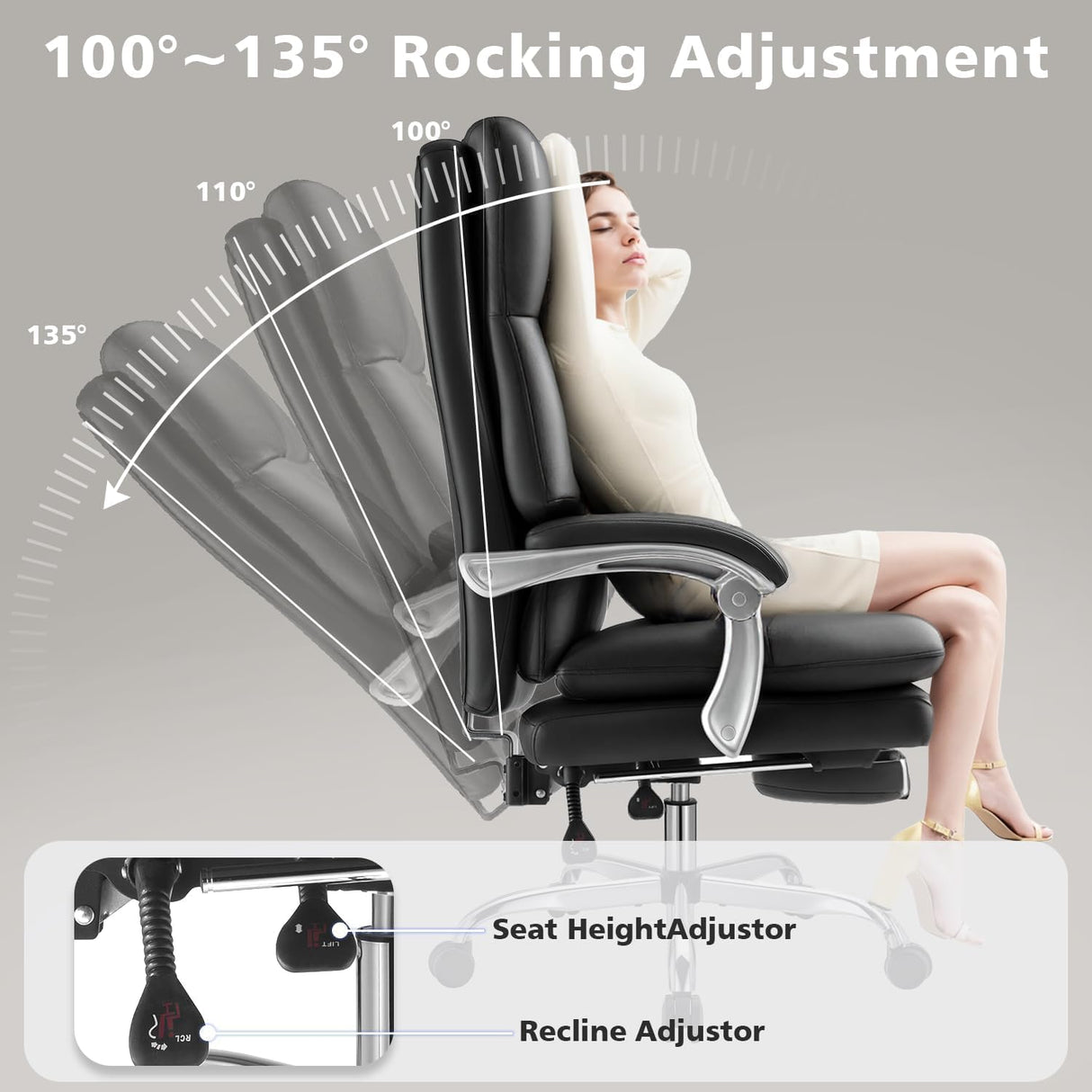 Heavy Duty Office Chair 600lbs - Big and Tall Executive Desk Chair with Footrest