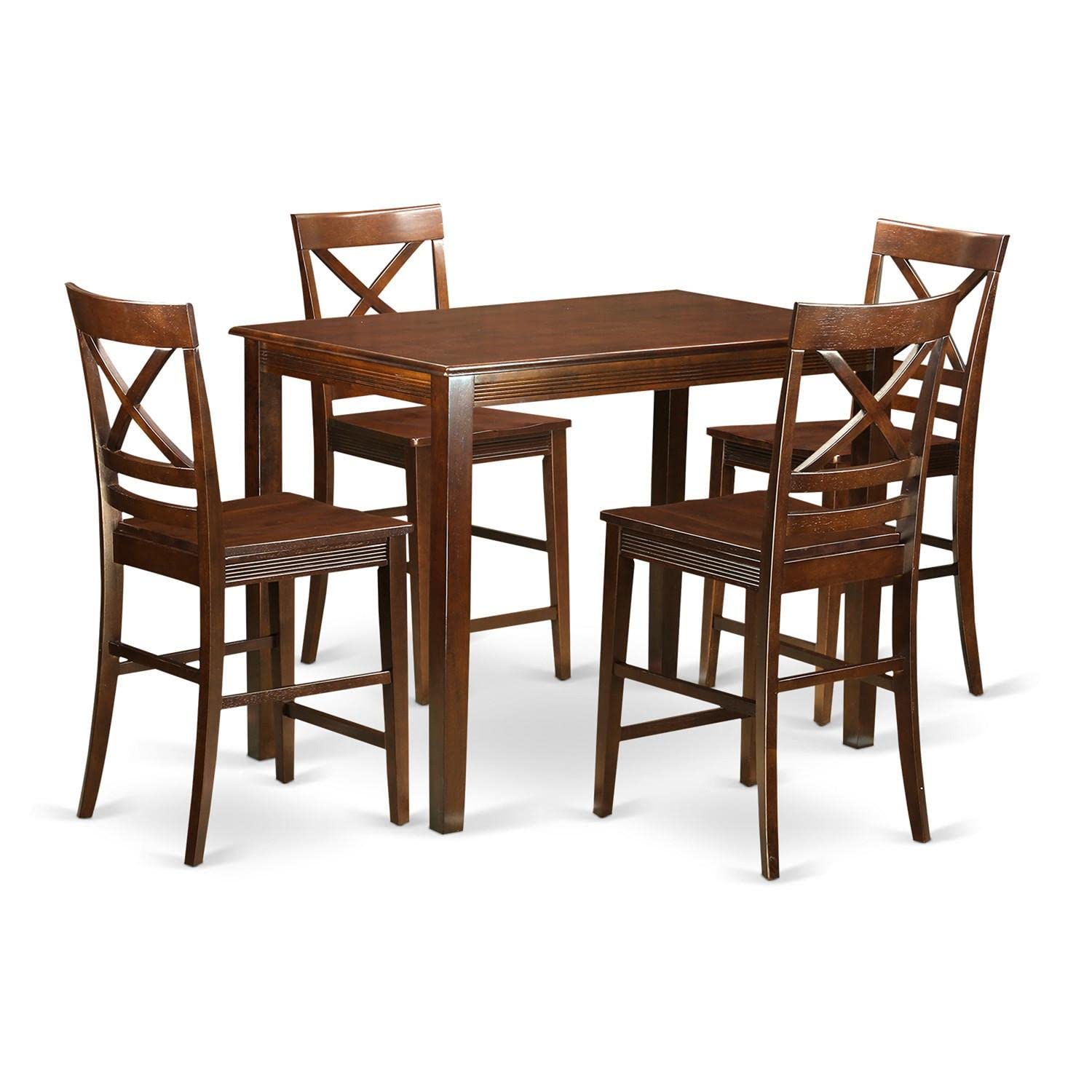 YAQU5-MAH-W 5 Piece Counter Height Dining Set Includes a Rectangle Kitchen Table