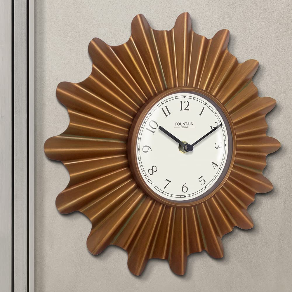 12" Starburst Wall Clock, Silent no Ticking, Metal Clock, Vintage/Modern Style