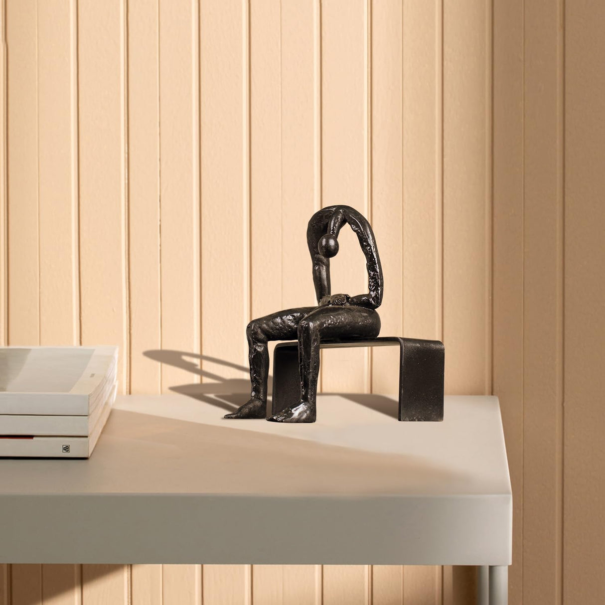 Bronze Melancholy Statue Sculpture, Modern Abstract Thinker Grief & Emptiness