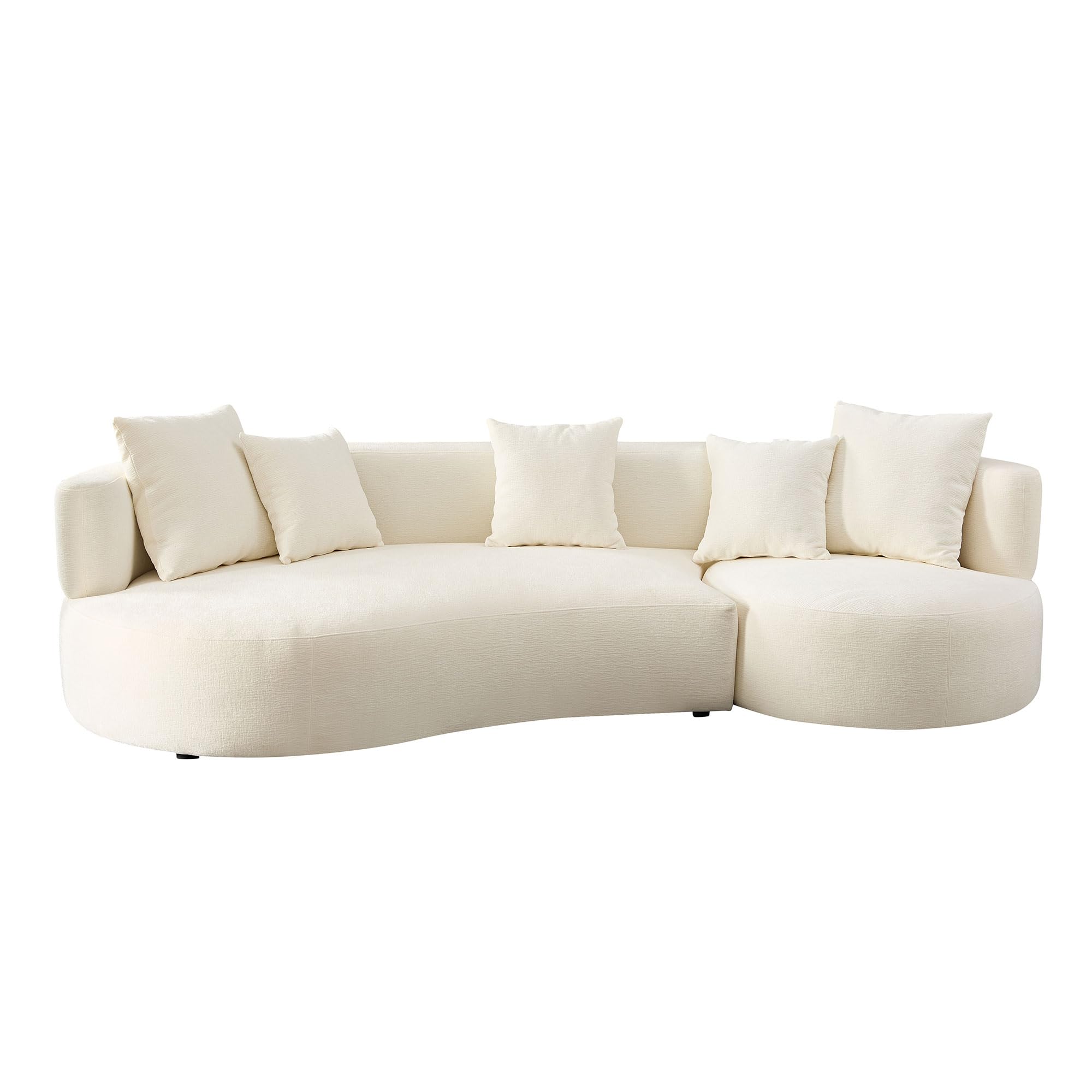 110.23" Curved Sofa with 360 Swivel Arm Chair - Modern Upholstery Boucle 3 Seat Couch