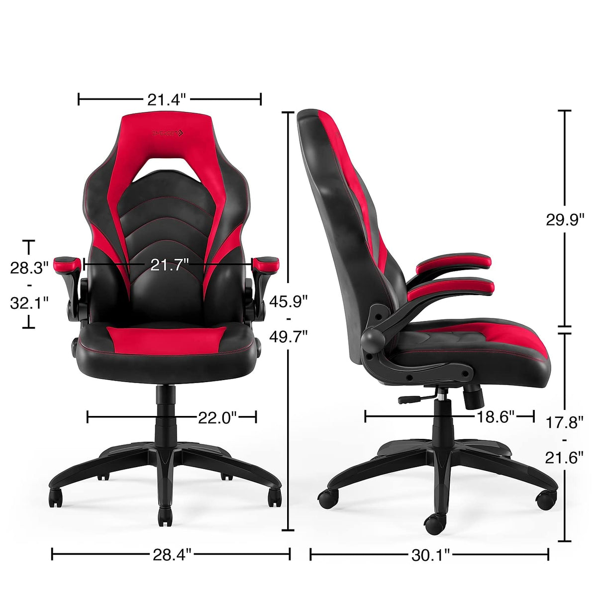 Vortex Bonded Leather Gaming Chair - Black & Red 2-Pack