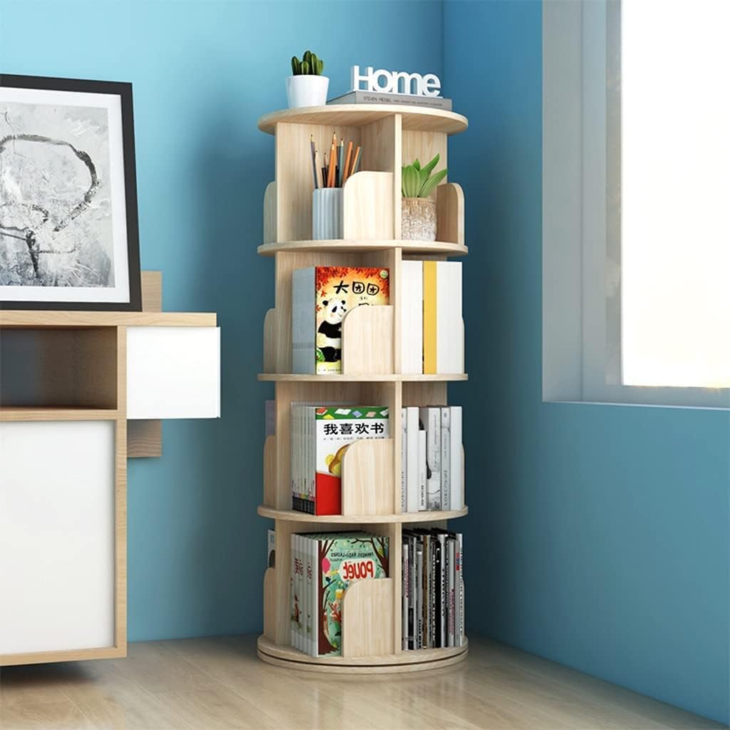 360° Round Rotating, Bookshelf,Cultivate Interest in Reading, CD and DVD Storage Rack