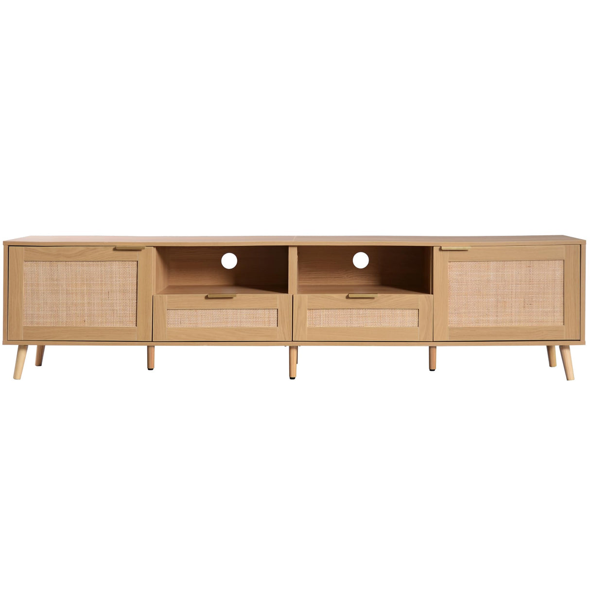 Rattan TV Stand for TVs up to 85'', Modern Farmhouse Media Console