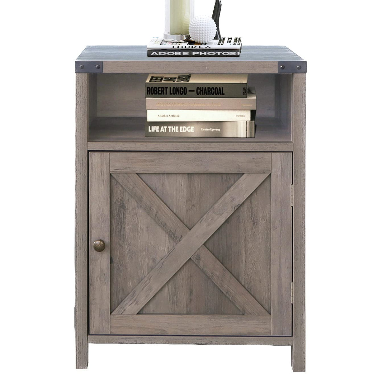 Nightstand, Farmhouse Bedside Table with Cabinet