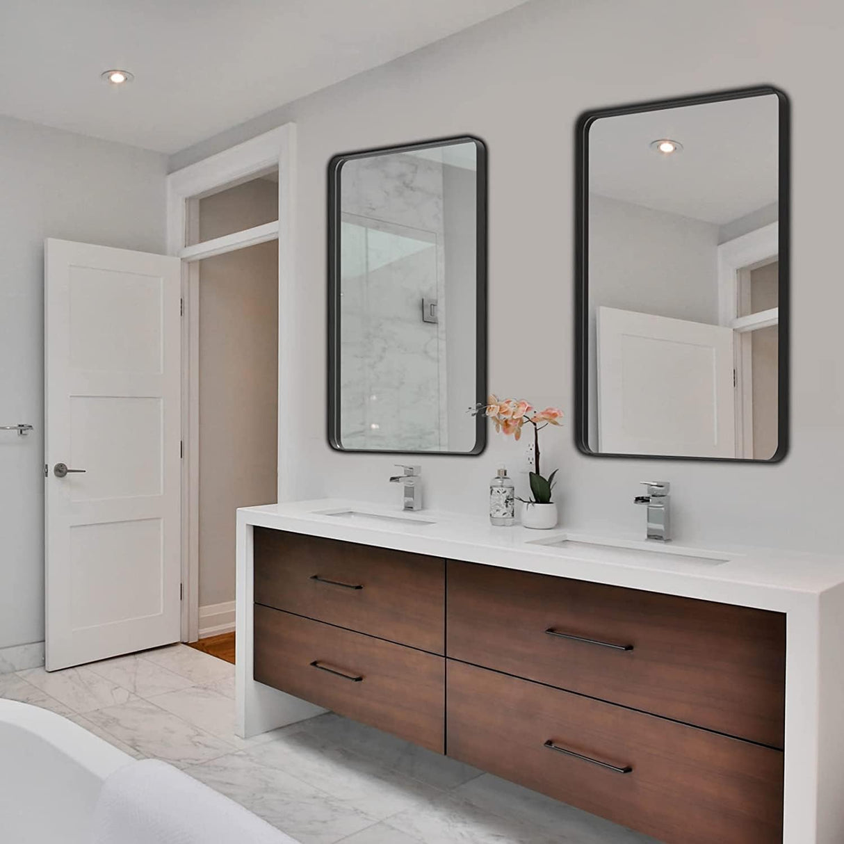 Black Bathroom Mirrors Metal Frame Rectangle Mirror