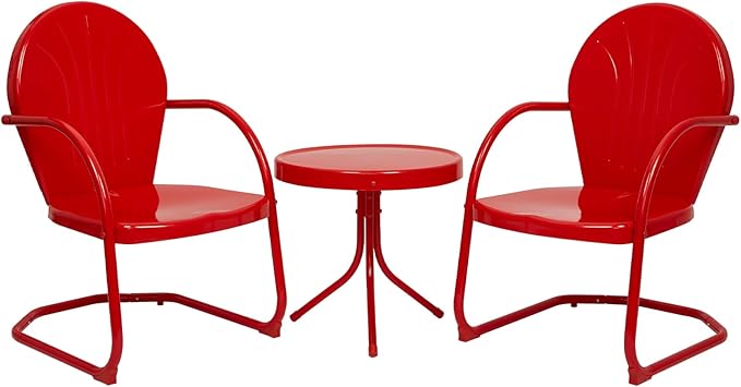 Outdoor Bistro Set, 3 Pieces Retro Metal Porch Furniture Set, All-Weather Patio Bistro Set