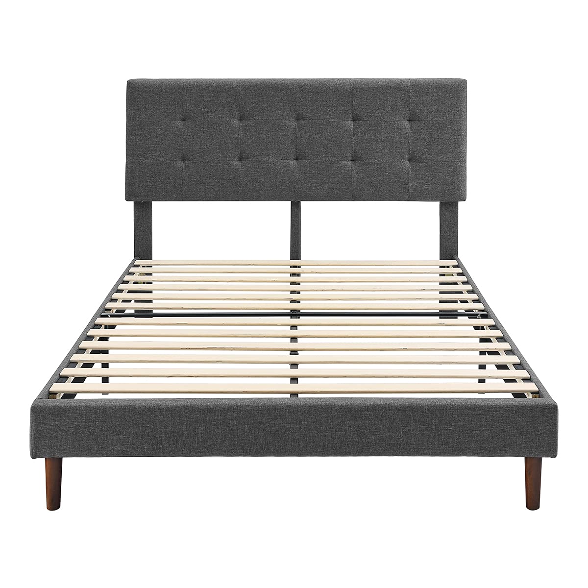 Twin Bed Frame with Adjustable Height Headboard,Tufted Upholstered Platform Bed