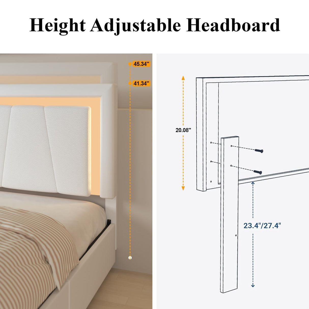 Queen Platform Bed with Storage Drawers and LED Lighting