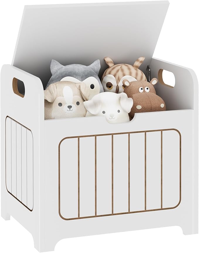 ENCE Storage Box Small Cube Toy Storage Organizer White,White Wooden Entryway Storage Bin For Home Books Clothes Toy