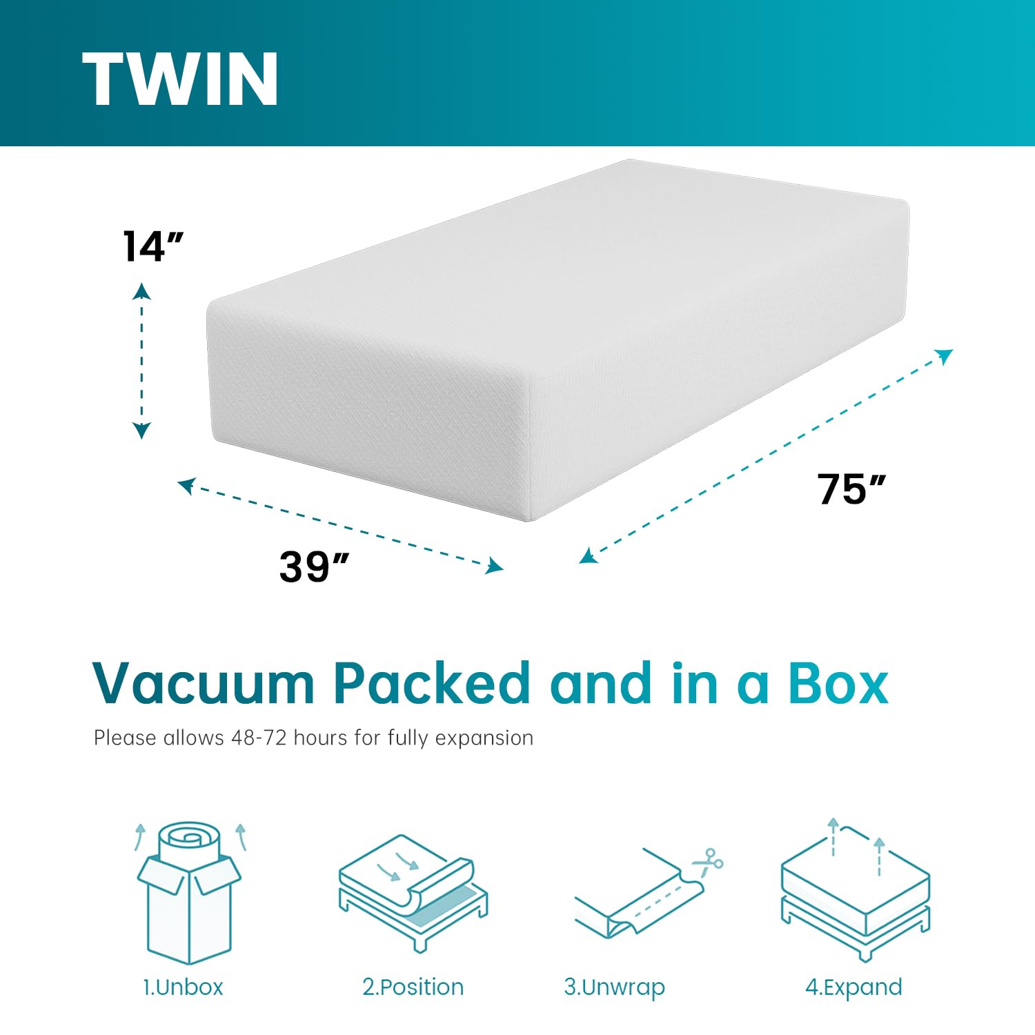 14 inch Gel Memory Foam Mattress Medium Firm Mattresses for Cool Sleep Relieving