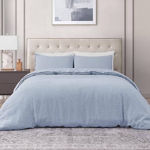 100% Linen Duvet Cover, Pure Natural French Flax Linen with 8 Corner Ties