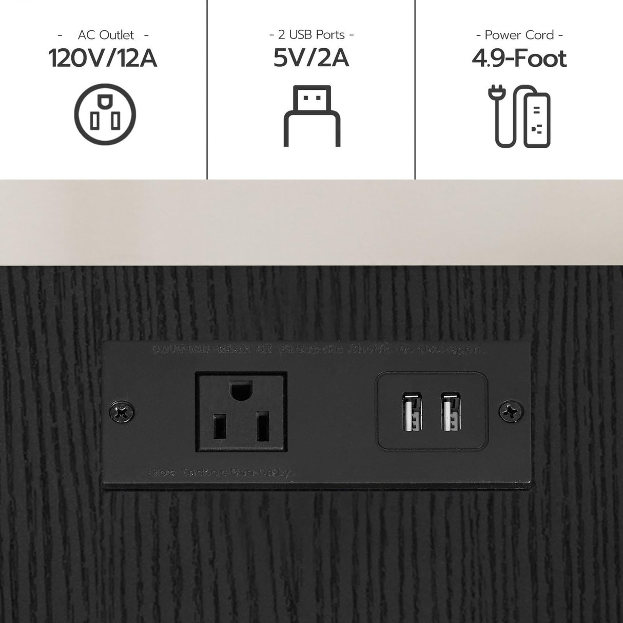 Side Table with Charging Station, End Tables with USB Ports and Outlets, Nightstand with 2