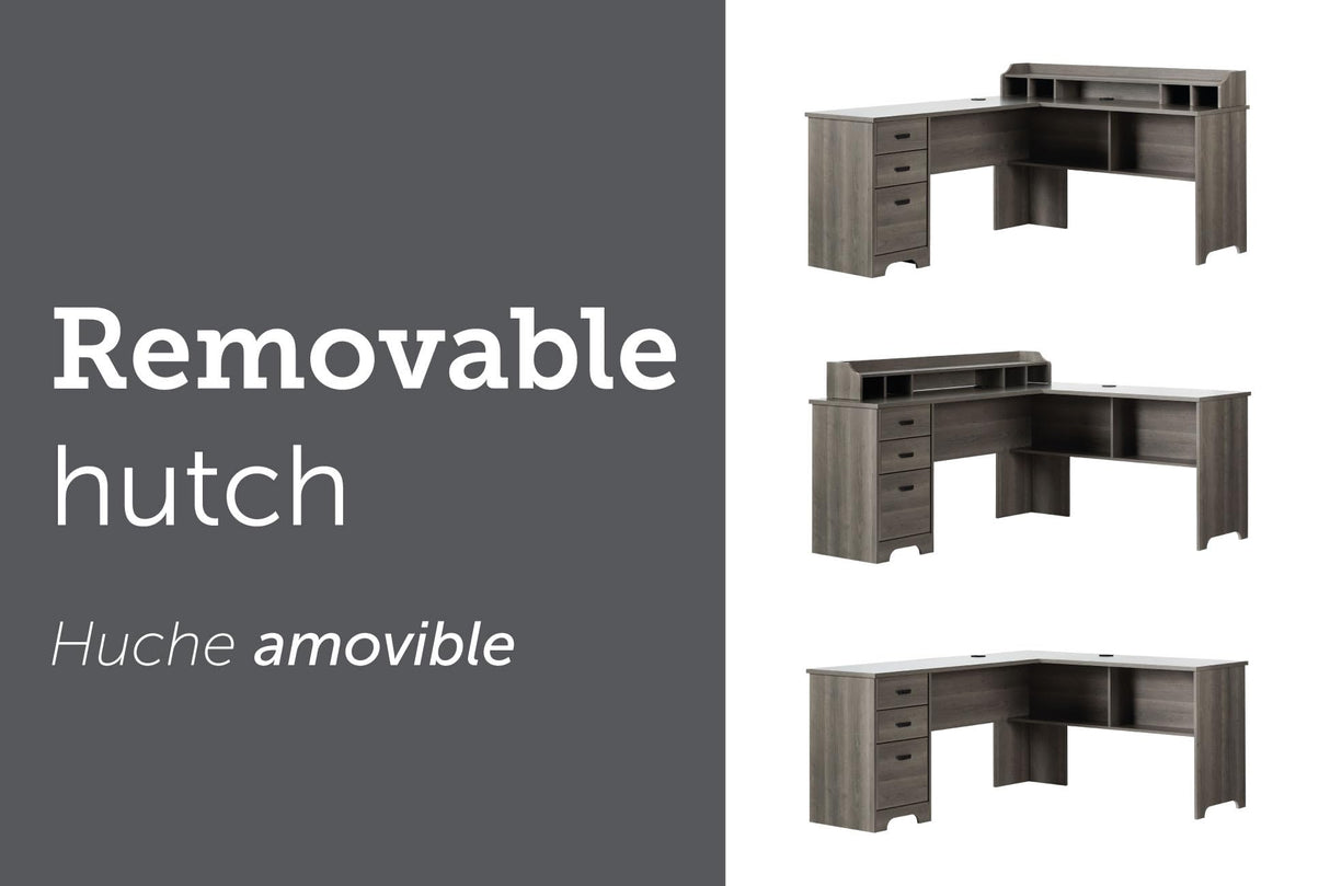 Versa L-Shaped Desk, Gray Maple