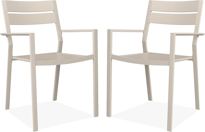 Patio Dining Chairs Set of 2, Metal Stackable Outdoor Chairs with Armrest