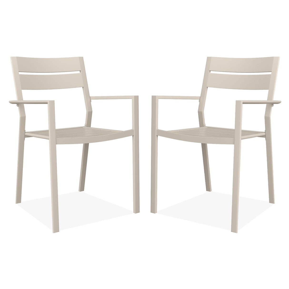 Patio Dining Chairs Set of 2, Metal Stackable Outdoor Chairs with Armrest