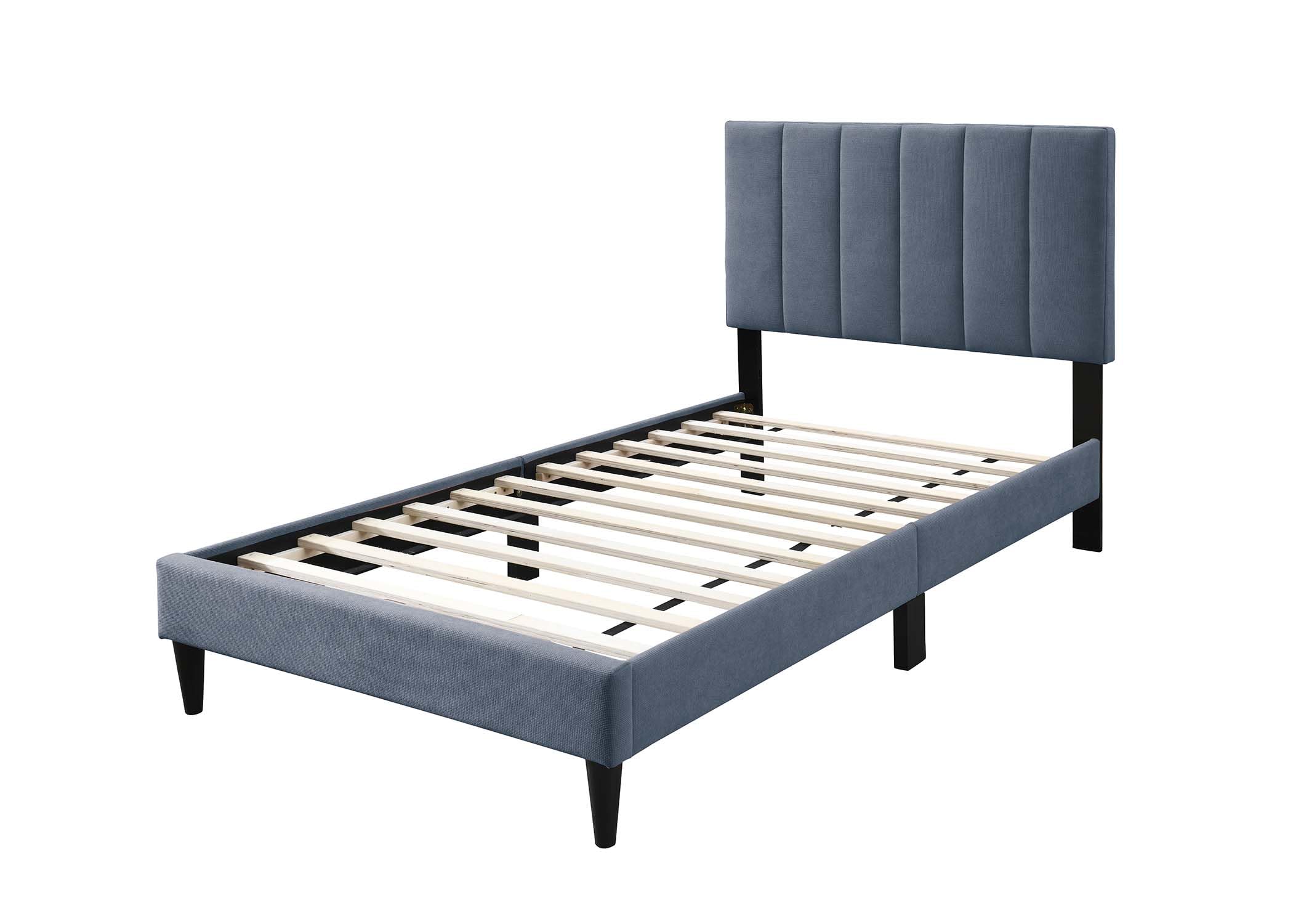Modern Twin Size Bed Frame Linen Upholstered Platform Bed Frame