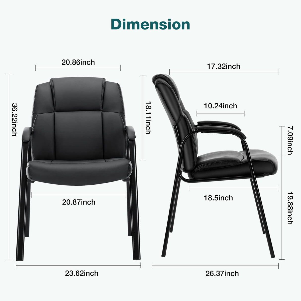 Guest Reception Accent Chairs, Black- 1 Pack