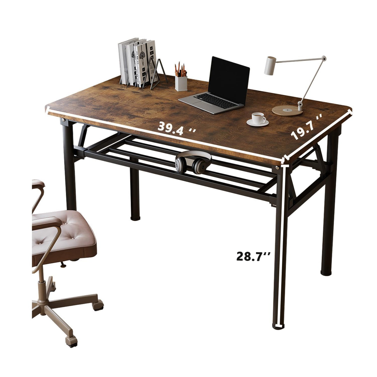 Small Folding Desk No Assembly,39.4 Inch Folding Computer Desk Small Foldable