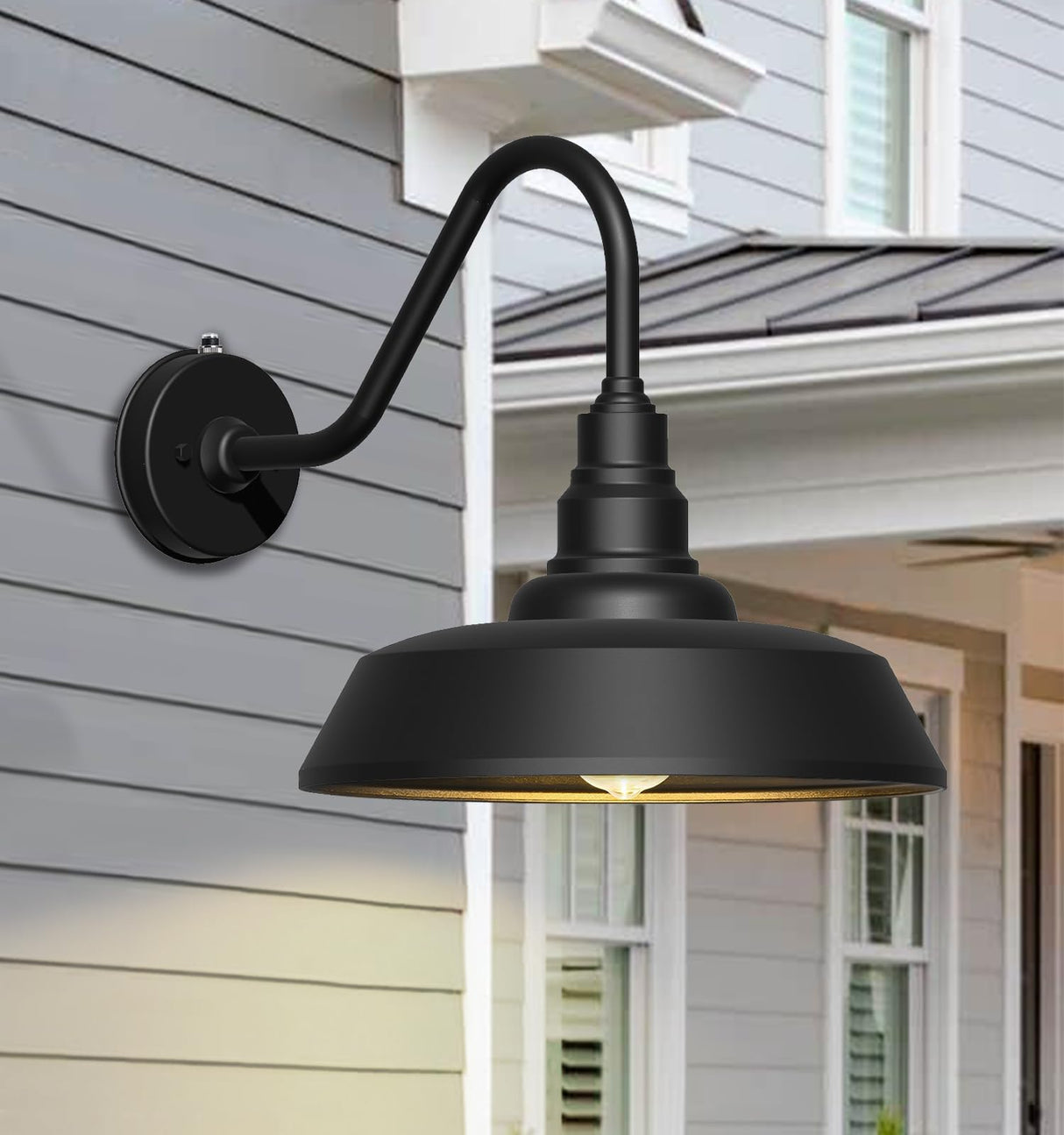 18 Inch Large Gooseneck Barn Light, Waterproof and Rust-Resistant Dusk to Dawn Outdoor