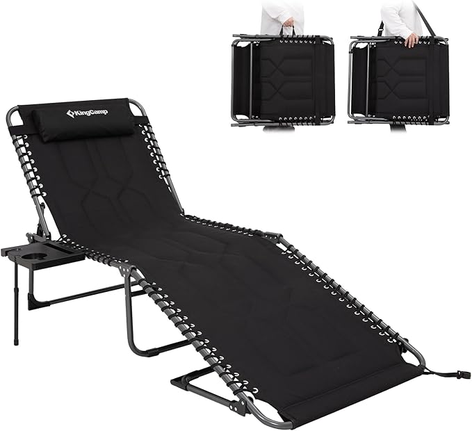 KingCamp Oversize Lounge Chair Outdoor Set of 2, Extra Large Padded Folding 5 Positions