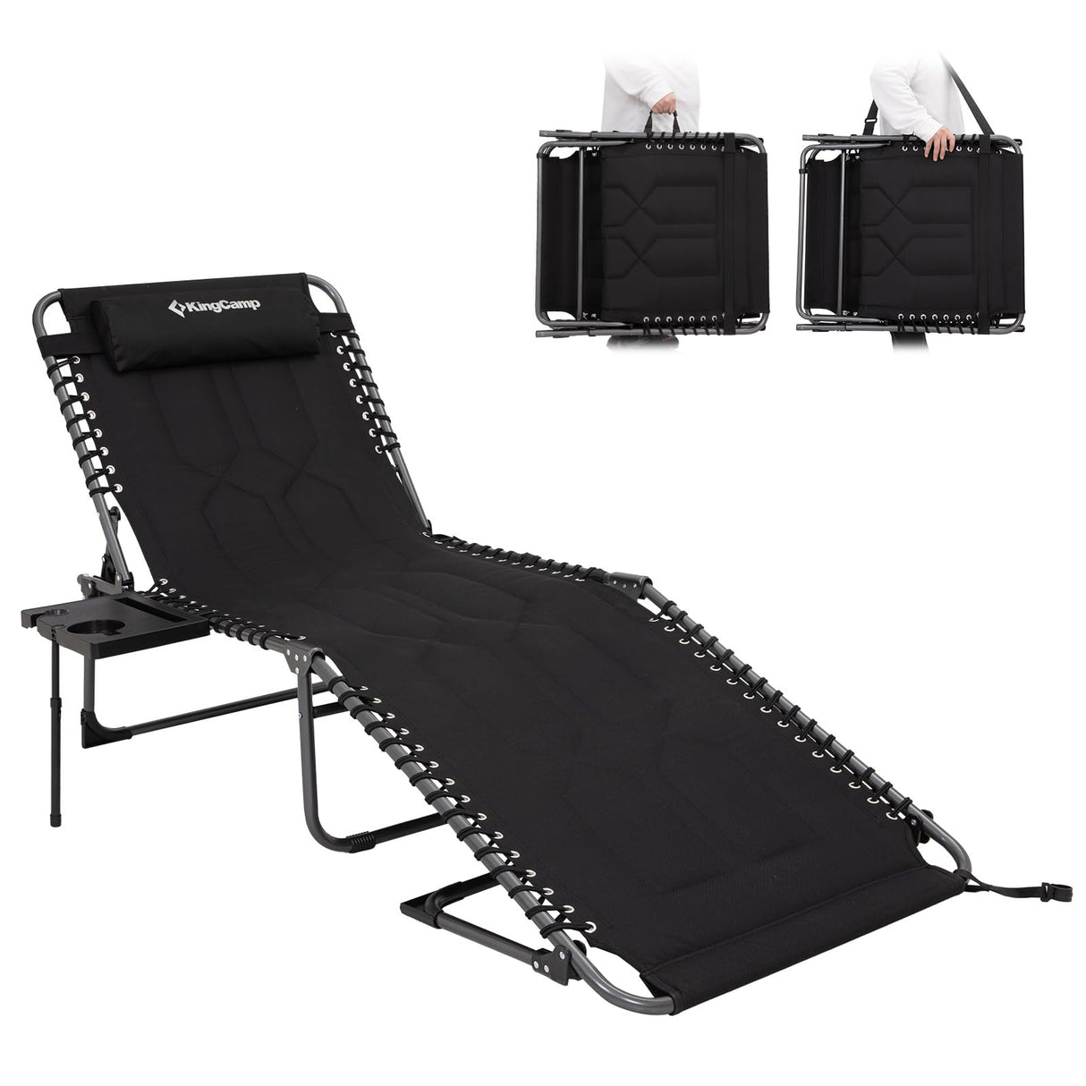 KingCamp Oversize Lounge Chair Outdoor Set of 2, Extra Large Padded Folding 5 Positions