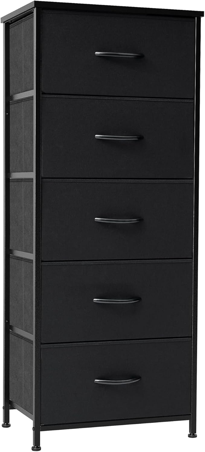 Vertical Dresser Storage Tower - Sturdy Steel Frame, Wood Top