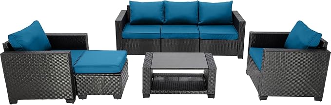 7 Piece Patio Furniture Set Wicker Outdoor Conversation Set All Weather Sectional Patio