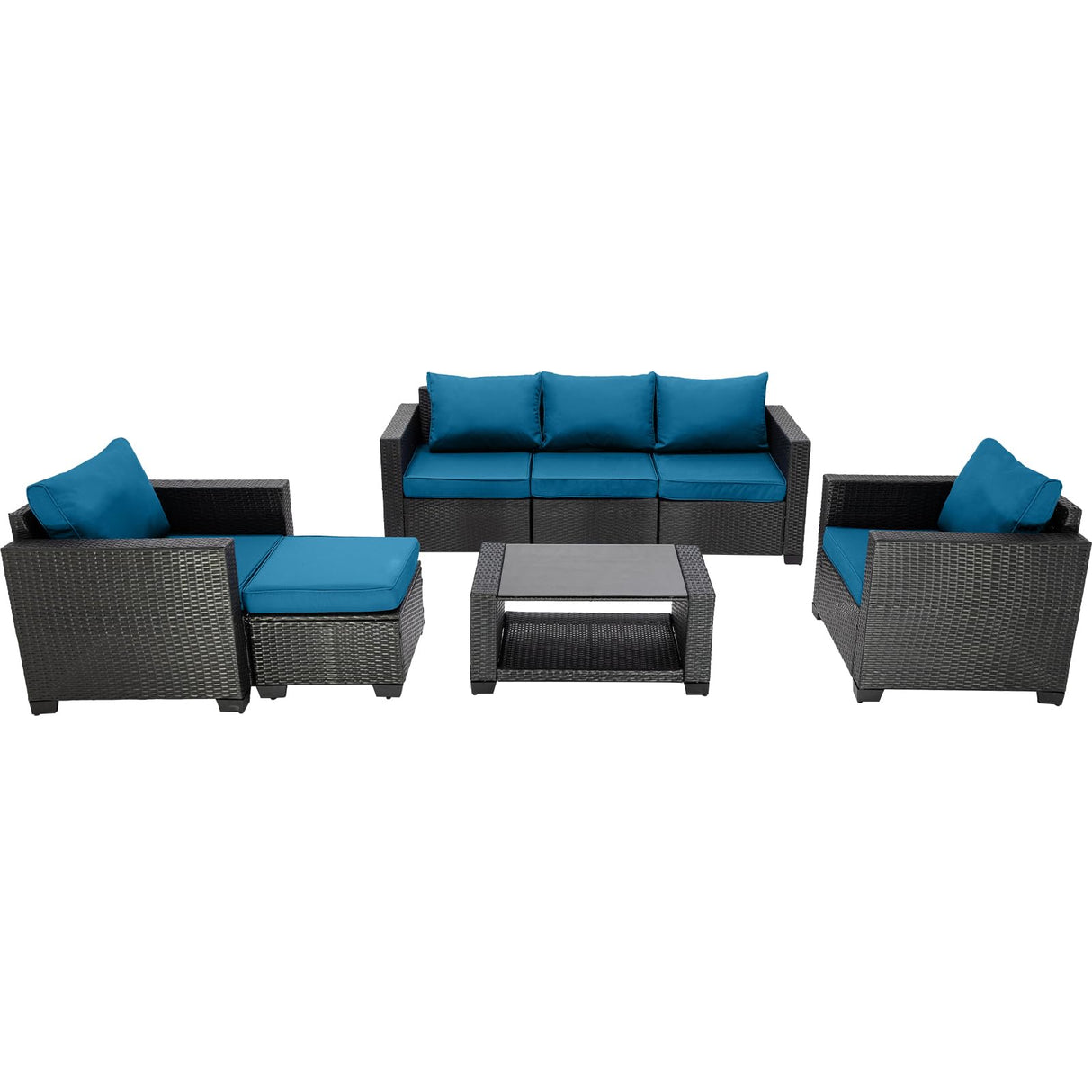 7 Piece Patio Furniture Set Wicker Outdoor Conversation Set All Weather Sectional Patio