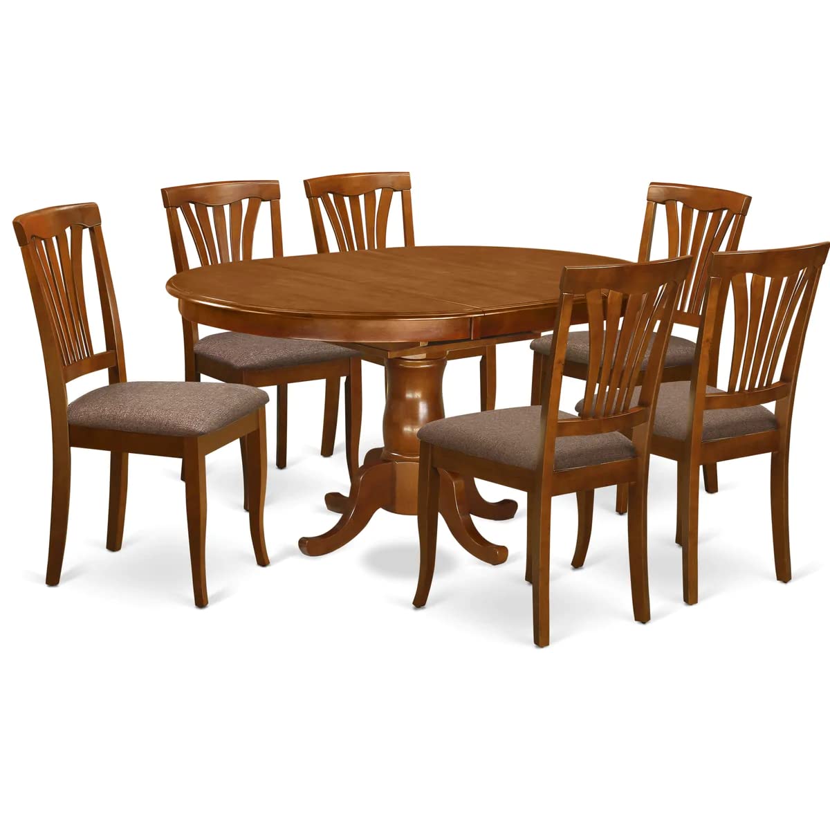 POAV7-SBR-C 7 Piece Modern Dining Table Set Consist of an Oval Wooden Table with Butterfly