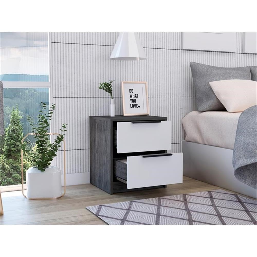 2-Piece Set with Nightstand in Gray and Night Stand
