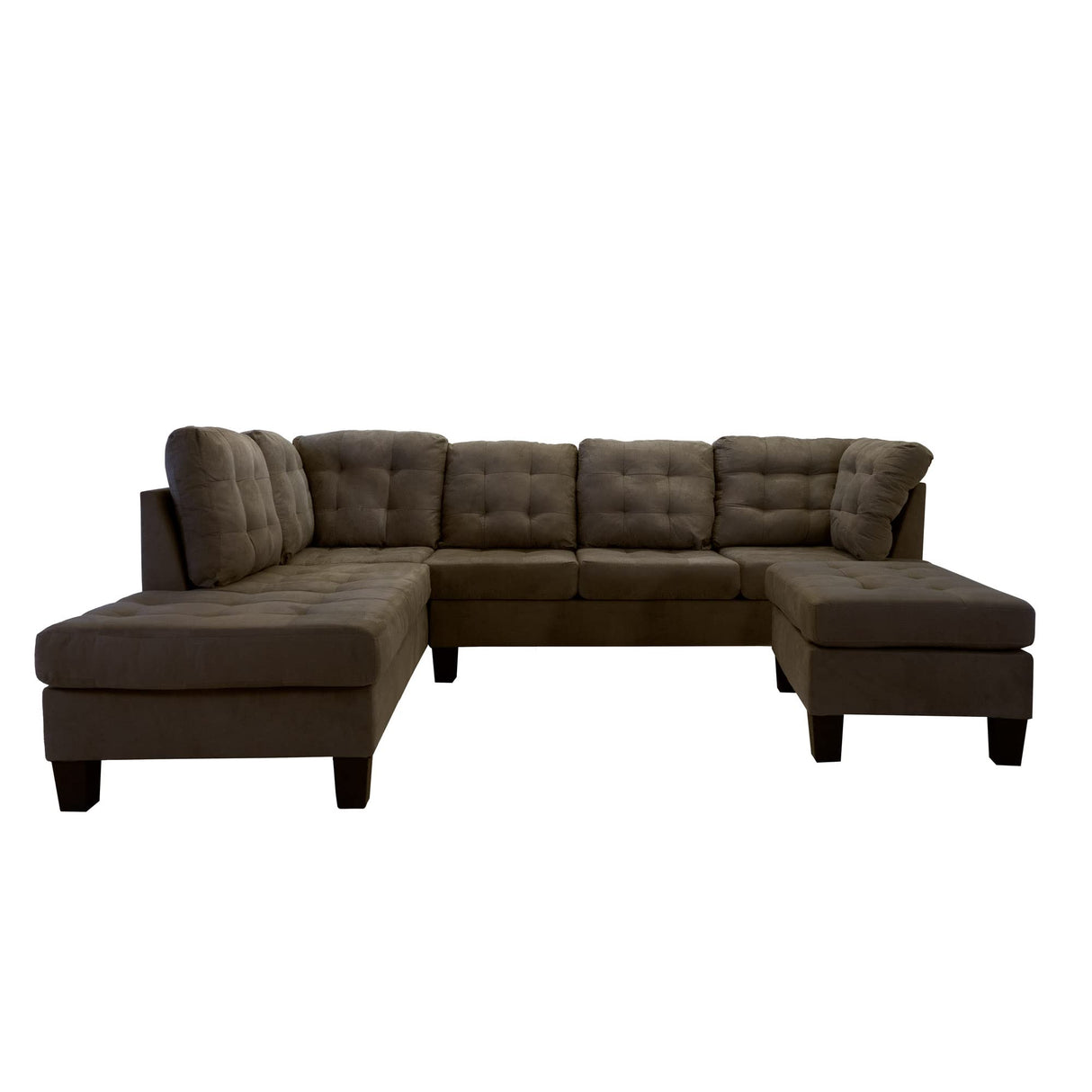 LLC 3 Piece Modern Tufted Micro Suede L Shaped Sectional Sofa Couch