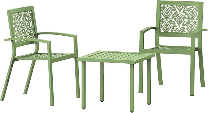 3 Pieces Outdoor Bistro Set for Patio, Balcony, Porch, Poolside, Backyard