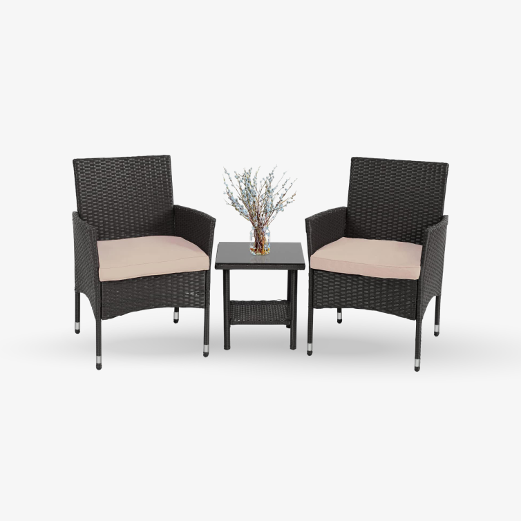 Outdoor Wicker Bistro Rattan Chair Conversation Sets with Coffee Table