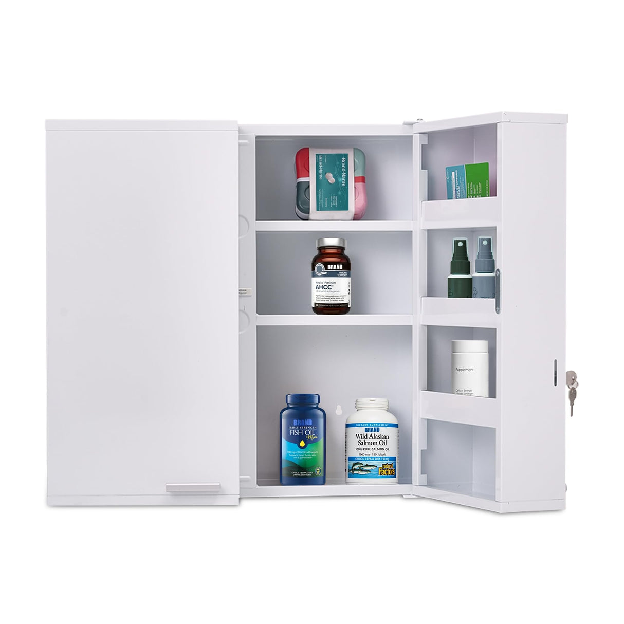Lockable Metal Storage Cabinets - Large Capacity Bathroom Wall Cabinet