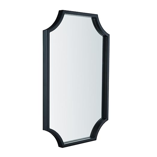 Brass Framed Vanity Mirror - Elegant Scalloped Mirror Design