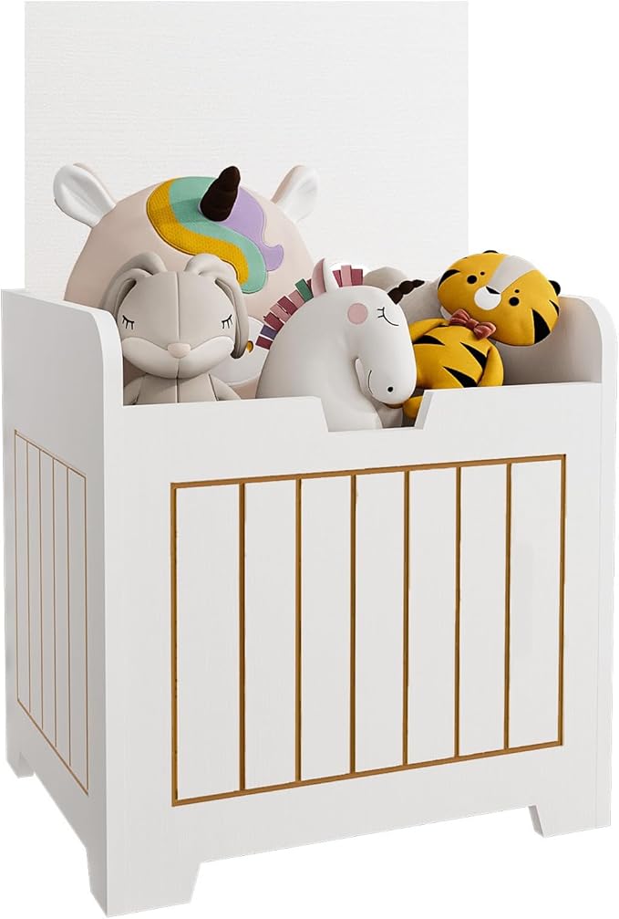 ENCE Storage Box Small Cube Toy Storage Organizer White,White Wooden Entryway Storage Bin For Home Books Clothes Toy
