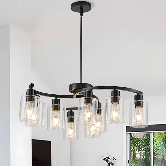 3 Lights Farmhouse Black Chandeliers Adjustable Height Hanging Modern Industrial Ceiling Pendant Lights