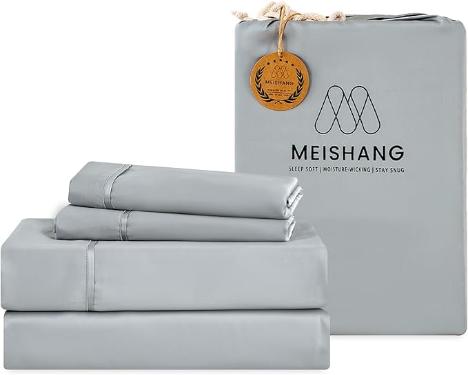 Bamboo Viscose Sheet Set Queen Size - 100% Pure Organic Viscose - 400TC Bamboo Viscose Cooling Bed Sheets Set - Fit 16 Inch Deep Pocket - 4 Piece Set Silky Soft - Queen, White