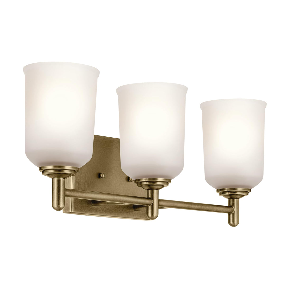 Shailene 21" 3-Light Vanity Light with Clear Satin Etched Glass in Natural Brass for Over
