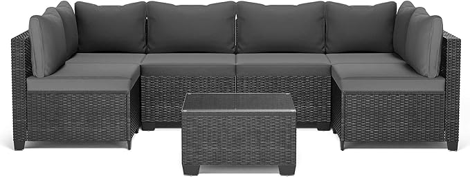 7 Pieces Outdoor Patio Furniture, Outdoor Sectional Sofa Patio Furniture Sets