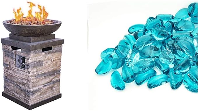 Manufacturing 63172 Newcastle Propane Firebowl Column Realistic Look Firepit Heater