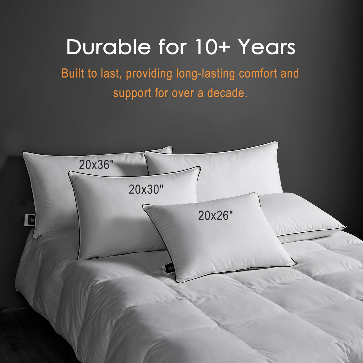 DWR Cloud-Like Luxury Feathers Down Pillows Set of 2, Soft & Fluffy Support with 100% Organic Cotton Cover, Ideal for Back & Stomach Sleepers – Not for Firm Pillow Lovers (20"x26")