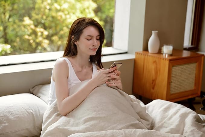 Duvet Cover Set, 100% French Flax Natural Linen Bedding 3pcs Set